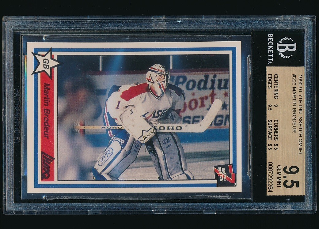 1990-91 7th Inning Sketch QMJHL rookie #222 Martin Brodeur rc BGS 9.5