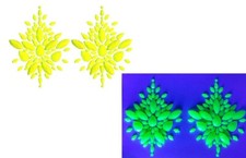 Reusable GLOW IN BLACK LIGHT Neon Green Rhinestone Pasties - Self Adhesive Rave