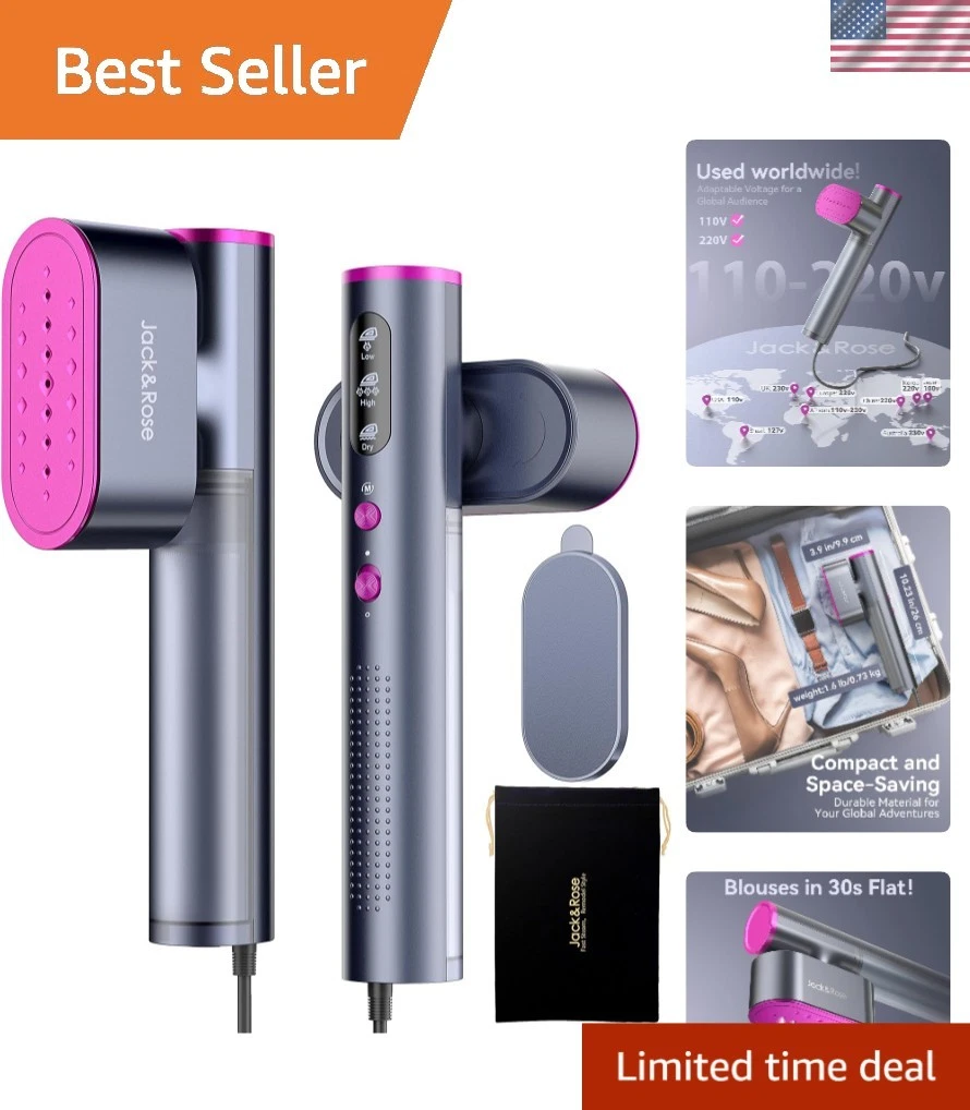 Jack & Rose Portable Travel Steamer: 2-in-1 Iron & 15s Heat-Up for Global Use
Opens in a new window