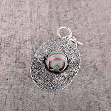 Valentines Sale Genuine Rainbow Calsilica Minimal Wedding New Pendant 925 Silver