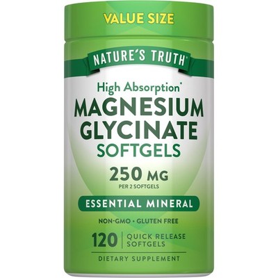Nature's Truth Magnesium Glycinate 250mg | 120 Softgels 120 Count (Pack of 1)