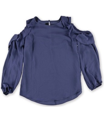 BCX Womens Ruffled Shell Blouse, Blue, Juniors, X-Small