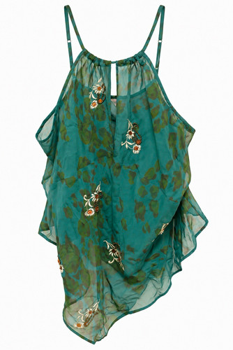 Vintage Victoria’s Secret 100% Silk Cami Top — Teal/Green Floral — June 2000 L