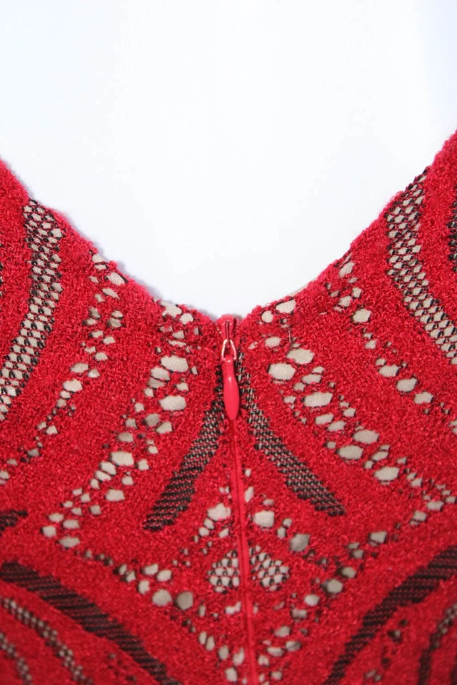 Vestido Julia Jordan Mujer Cuello Redondo Texturizado Cremallera Manga Larga Rojo Talla 0 Foto 4 de 4