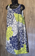 Madison Leigh Dress 12 Floral Navy Yellow White Sleeveless Sheath Summer