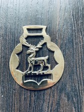 Vintage Brass Stag Trippant Deer Star Lucky Horsebrass Worn Rare Antique 