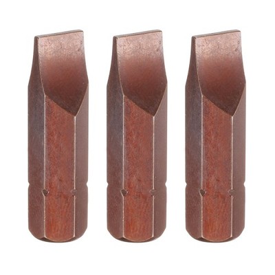 3pcs SL8 Magnetic Slotted Screwdriver Bit 5/16'' Hex Shank 32mm Length S2 Red