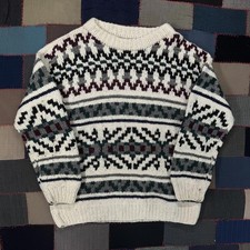 Vintage 90s Nordic Fair Isle Knit Sweater Ski Lodge Pullover