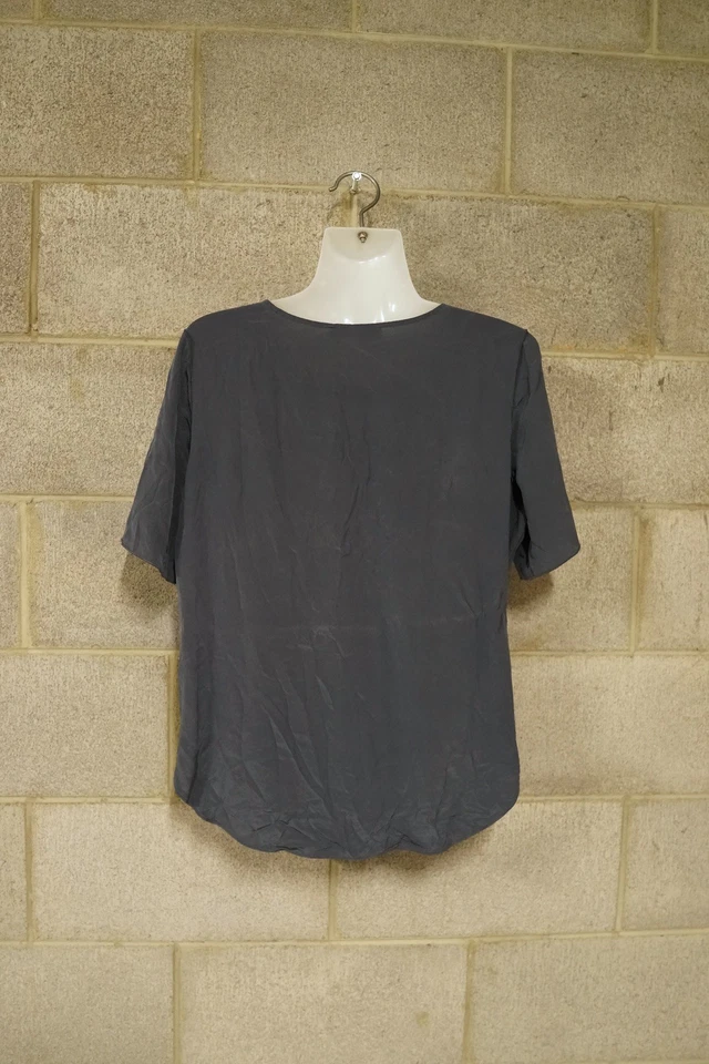 jac+jack charcoal grey silk s/s sleeve top…size large…vgc.. - image 3 of 4