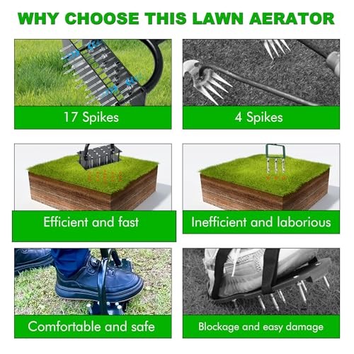 Garden Lawn Aerator & Aerator Lawn Tool - Manual Grass Plug Aerators & A - Afbeelding 6 van 7