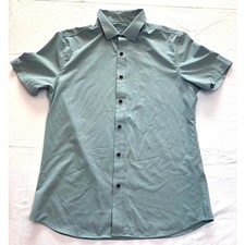 PJ Paul Jones Men's Button-up Short Sleeve Green Shirt-Small