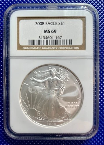 2008 ~ Silver Eagle S$1 ~ NGC MS69 ~ #3134601-167