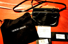 Borsa Giorgio Armani in pelle nera a tracolla Mini Napa - Autentica con documentazione
