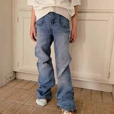 Kids Flare Leg Denim Jeans Size 12 Medium Wash with Braided Waistband
