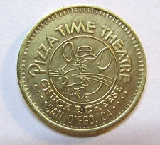 1981 Chuck E. Cheese Pizza Time Theatre 25c Arcade Token-San Diego California