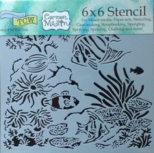 Fish Aquarium Marine Stencil Sea Coastal Coral Nautical Template 6x6 Crafters