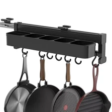 SOYO 22" Adjustable Pot Racks Tray Pull Out Pot and Pan Organizer with 7 Hooks
