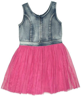 Guess Size 14 Girls Demin Hot Pink Tulle Dress