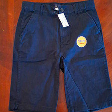 The Children's Place Boys Navy Stretch Chino Shorts Pockets Flat Front 14 Slim