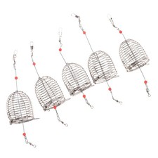  5 PCS Stainless Steel Fishing Bait Cage Lure Cage Bait Fishing Trap Basket
