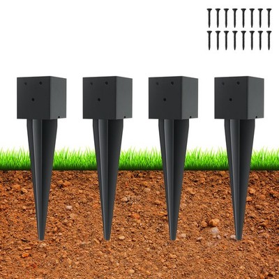 4 Pcs 4''x4'' Fence Post Anchor Ground Spike,(Internal 3.6''x3.6''),Metal Post St...