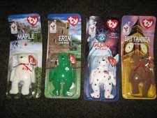 4 McDonalds Ty Beanie Babies Set Lot 1999 New in Box Erin Maple Glory Britannia