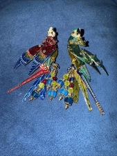 Lunch at The Ritz Parrot Earrings Statement Clip-On Multicolor Crystal Enamel