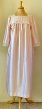 Vintage Christian Dior Size S Pink Nightgown Smocked Lace Long Sleeve