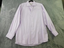 Eton Shirt Mens 16 Purple 41 Twill Dress Long Sleeve Spread Collar Button Up