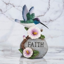 6.5"H Hummingbird with Faith Stone Figurine Ornament Home Decor Unique Gift