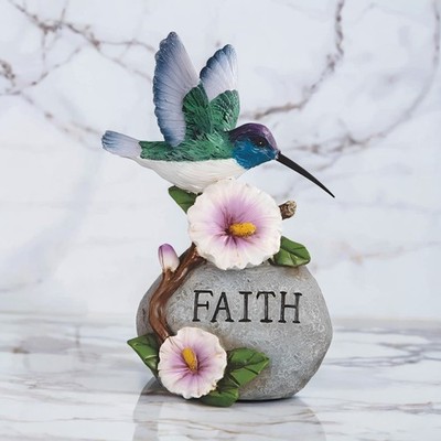 6.5''H Hummingbird with Faith Stone Figurine Ornament Home Decor Unique Gift