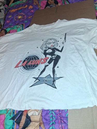 LA GUNS Concert T-Shirt Cropped Look At Pics 1990s vintage concert t-shirt, vintage, single stitch, B+ condition