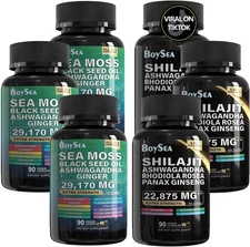 Shilajit and Sea Moss Bundle 90 Count All in One Supplement 3 Pack