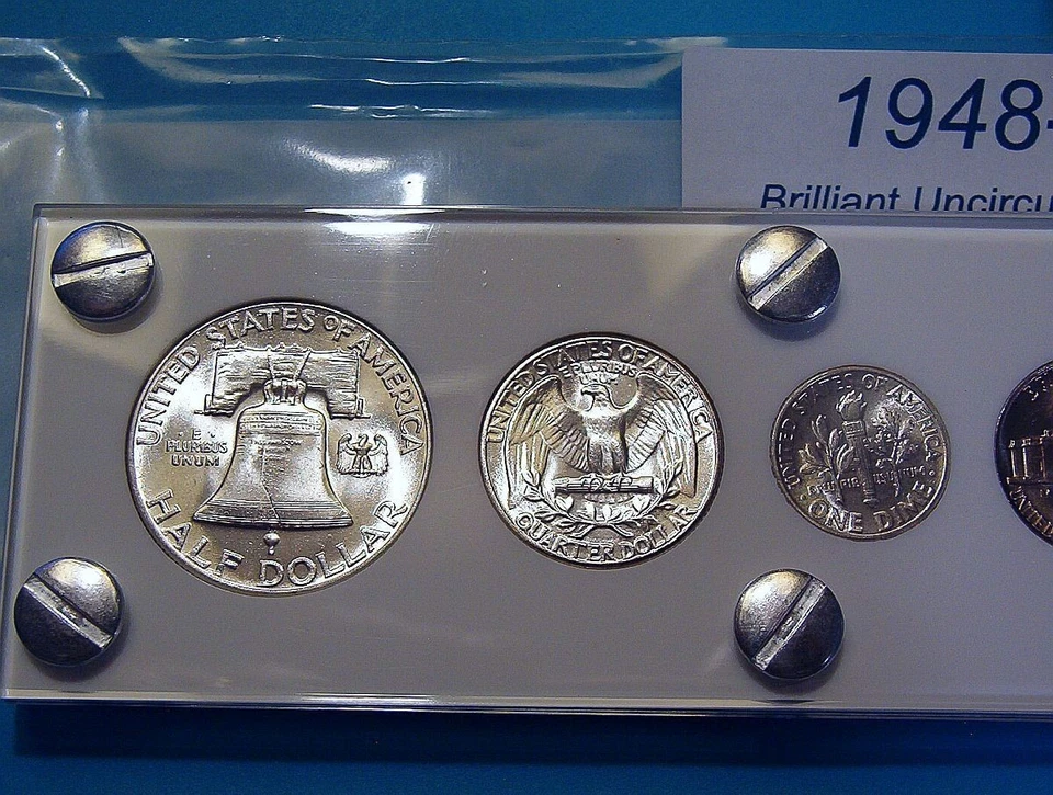 1948 MINT SILVER SET of U.S. COINS LUSTROUS CHOICE BRILLIANT UNCIRCULATED NICE! - Image 4 of 4