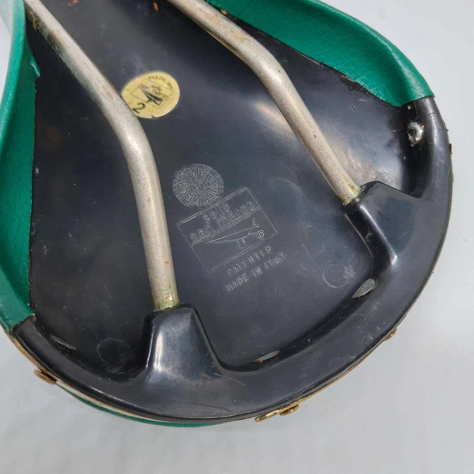 Sillín San Marco De Colección - Asiento de Bicicleta Clásico, Cuadro Original, Nueva Cubierta Verde Foto 4 de 4