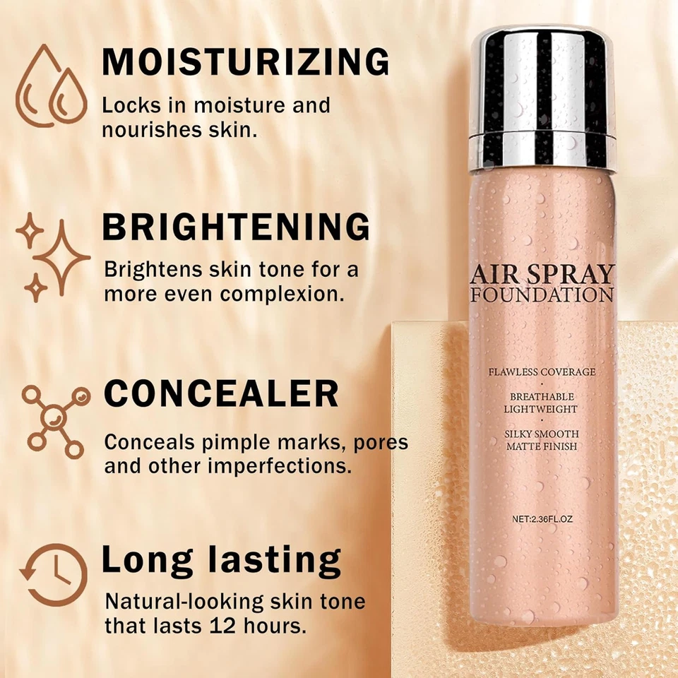 Air Brush Makeup Foundation,Flawless Airbrush Foundation for Older Women,Teenage - Image 4 of 4