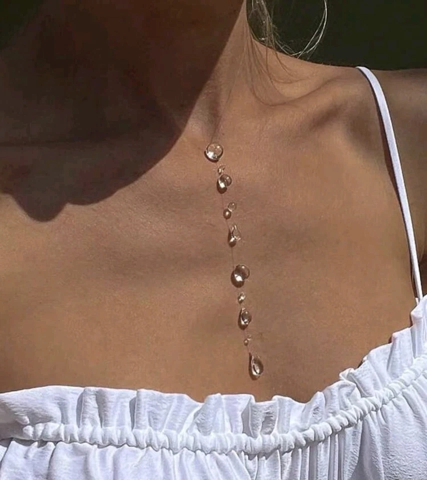 Collana GOCCIA D'ACQUA PENDENTE trasparente E ACCIAIO INOSSIDABILE - Immagine 2 di 4