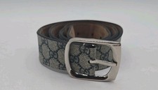 Authentic Gucci Grey Monogram Guccissima Leather Silver Buckle Belt 105 38 US
