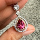 925 Sterling Silver Necklace 8x6mm Natural Pink Topaz Gemstone Zircon Teardrop — photo 4