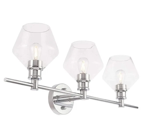 Living District Gene 3-Light Metal Wall Sconce in Chrome and Clear Glass - Picture 1 of 9