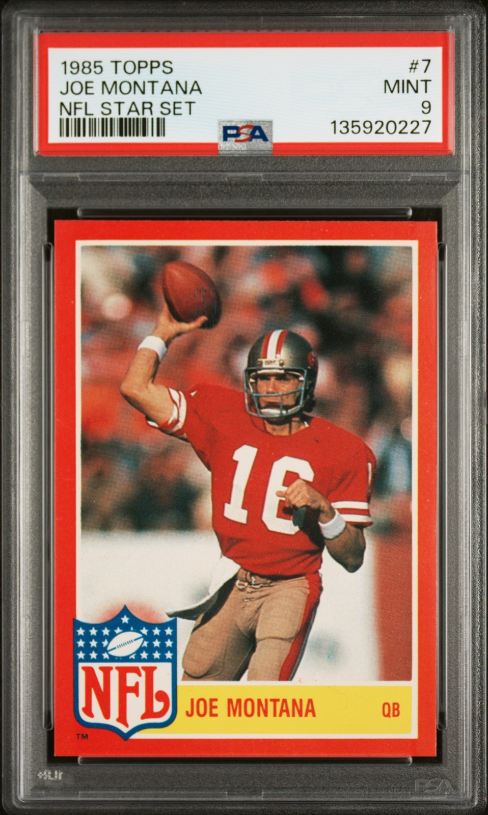 PSA 9 MINT 1985 TOPPS NFL STAR SET JOE MONTANA #7 49ers 20227 B136