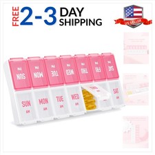 Weekly Pill Organizer 2 Times a Day, Stylish Pill Box 7 Day AM PM with Large ...