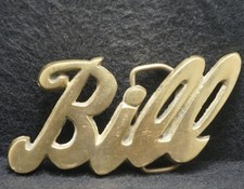 XC19144 SWEET VINTAGE 1970s  BILL  NAME FASHION MENS SOLID BRASS BELT BUCKLE