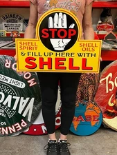 Vintage Style Metal Sign Fill Up Shell Gas NOT Porcelain 22x16 Made USA