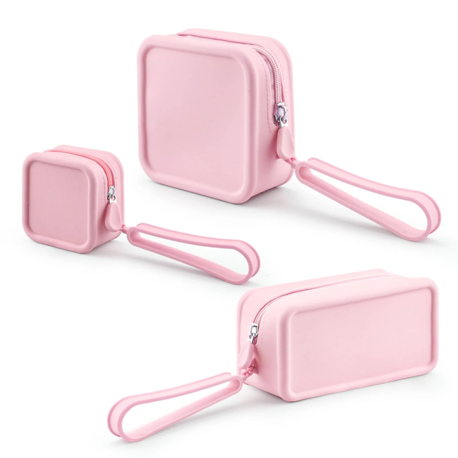 3 Pack Silicone Makeup Bag, Soft Waterproof Travel Cosmetic Bag Make Up Organ...