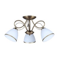 Antikes Braun Weiß Klassisch Leuchter Kronleuchter 3X60W/E27 28X59 [Cm]