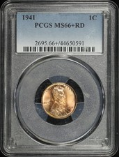 1941 Lincoln Wheat Cent Pcgs Ms-66 Rd