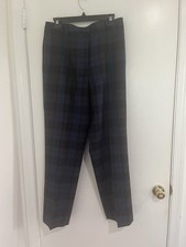 Pendleton Wool Tartan Plaid Pants 12 Navy/Red Womens Straight Leg Made in USA