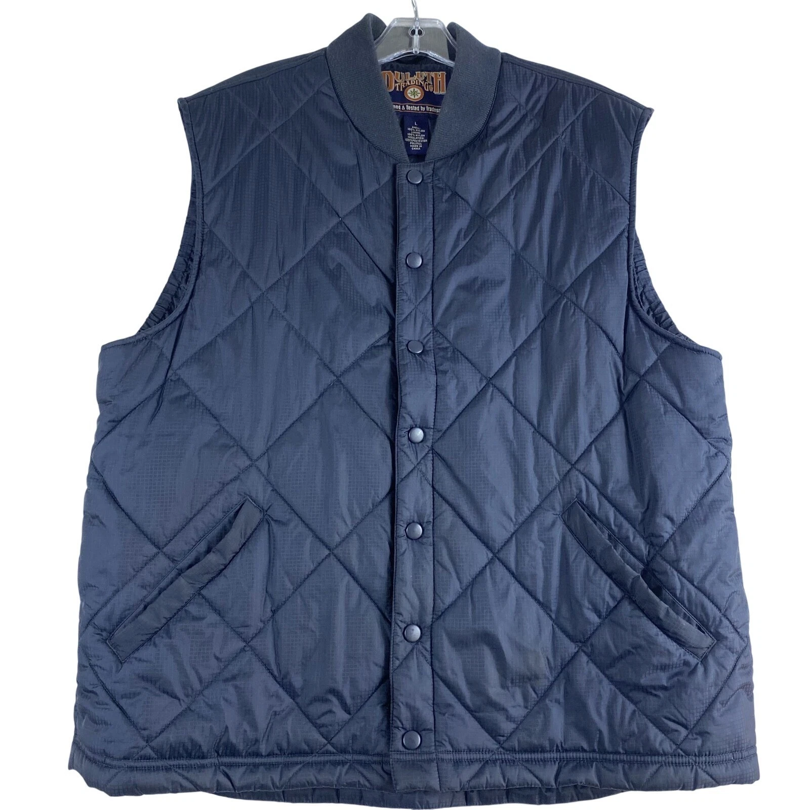 Duluth Trading Co. Vest Jacket Men's Sz L Navy Blue Quilted Lightweight Packable