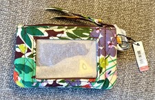 NWT Vera Bradley EVENING GARDEN Zip ID Lanyard ID Case Coin Pouch Key Holder